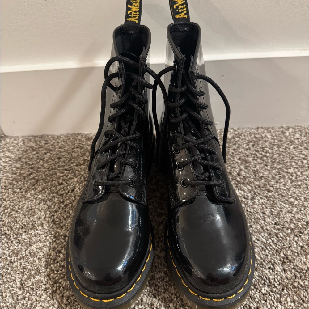 Black Leather Lace-Up Boots
